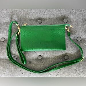 Green Vegan Leather Crossbody Bag/Wrislet